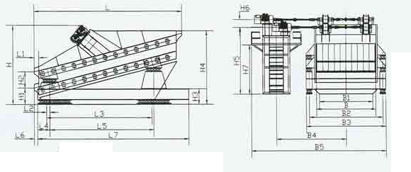 激振器式彈臂振動(dòng)篩結(jié)構(gòu)圖 激振器式彈臂振動(dòng)篩結(jié)構(gòu)圖